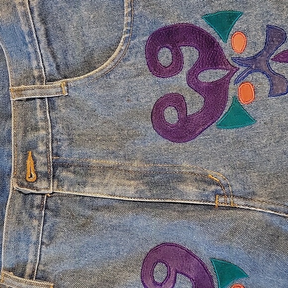 Don't stop women's vintage high-rise leather patches size 7/8 cuffed jean shorts - Picture 13 of 14